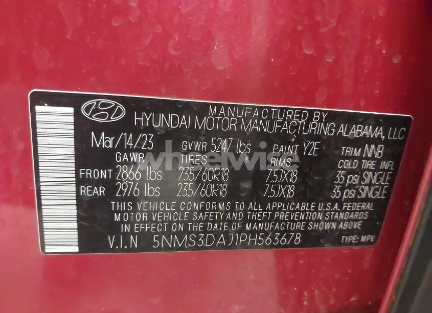 Photo 9 of 2023 Hyundai Santa FE SEL (VIN 5NMS3DAJ1PH563678)