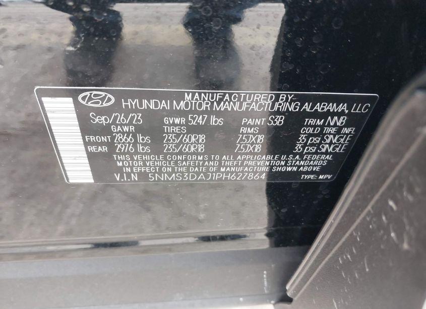 Photo 9 of 2023 Hyundai Santa FE SEL (VIN 5NMS3DAJ1PH627864)