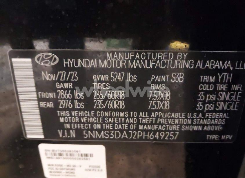 Photo 9 of 2023 Hyundai Santa FE SEL (VIN 5NMS3DAJ2PH649257)