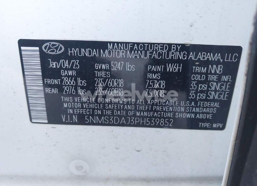 Photo 9 of 2023 Hyundai Santa FE SEL (VIN 5NMS3DAJ3PH539852)
