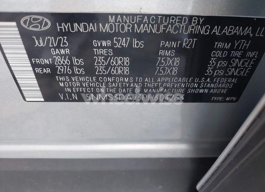 Photo 9 of 2023 Hyundai Santa FE SEL (VIN 5NMS3DAJ3PH604263)