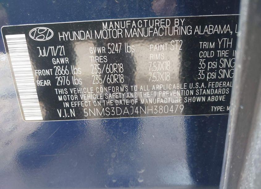 Photo 9 of 2022 Hyundai Santa FE SEL (VIN 5NMS3DAJ4NH380479)