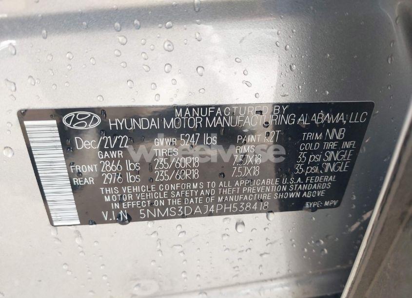 Photo 9 of 2023 Hyundai Santa FE SEL (VIN 5NMS3DAJ4PH538418)