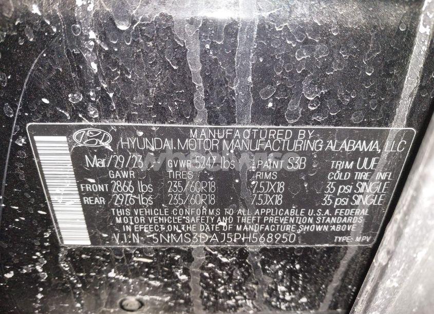 Photo 9 of 2023 Hyundai Santa FE SEL (VIN 5NMS3DAJ5PH568950)