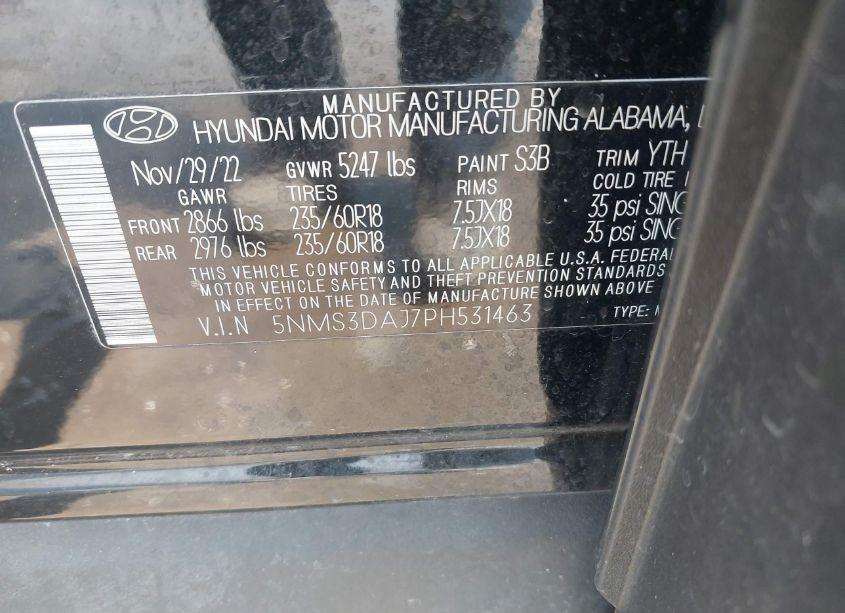 Photo 9 of 2023 Hyundai Santa FE SEL (VIN 5NMS3DAJ7PH531463)