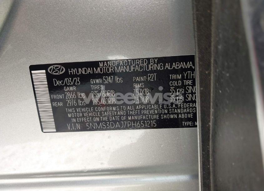 Photo 9 of 2023 Hyundai Santa FE SEL (VIN 5NMS3DAJ7PH651215)