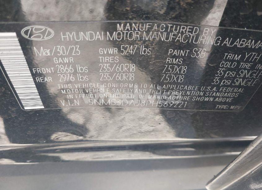 Photo 9 of 2023 Hyundai Santa FE SEL (VIN 5NMS3DAJ8PH569221)