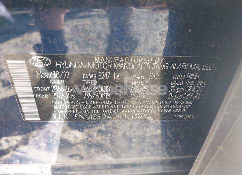 Photo 9 of 2023 Hyundai Santa FE SEL (VIN 5NMS3DAJ9PH532081)