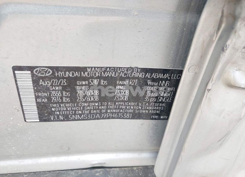 Photo 9 of 2023 Hyundai Santa FE SEL (VIN 5NMS3DAJ9PH615381)