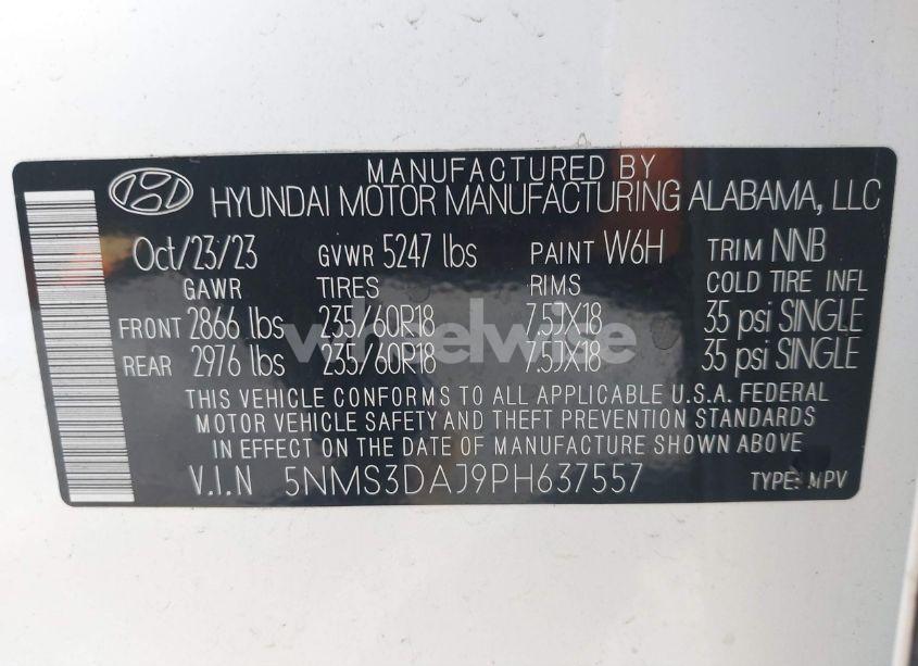 Photo 9 of 2023 Hyundai Santa FE SEL (VIN 5NMS3DAJ9PH637557)