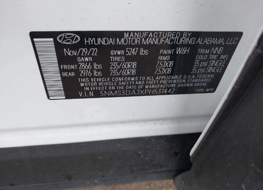 Photo 9 of 2023 Hyundai Santa FE SEL (VIN 5NMS3DAJXPH531442)