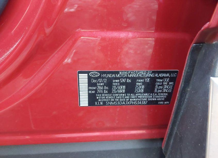 Photo 9 of 2023 Hyundai Santa FE SEL (VIN 5NMS3DAJXPH534387)