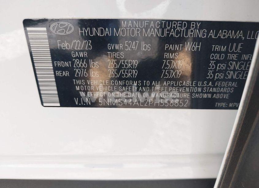 Photo 9 of 2023 Hyundai Santa FE LIMITED (VIN 5NMS44AL2PH556852)