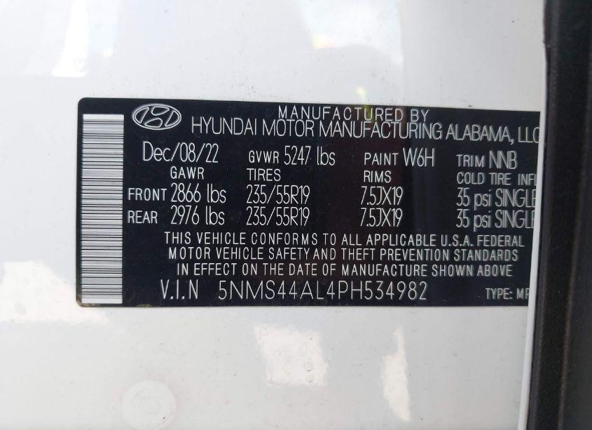 Photo 9 of 2023 Hyundai Santa FE LIMITED (VIN 5NMS44AL4PH534982)