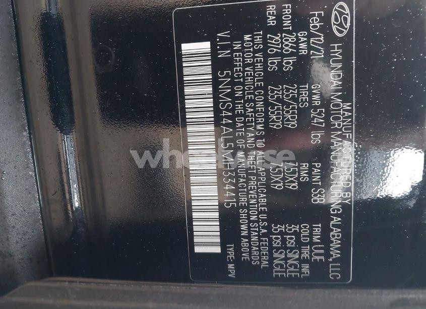 Photo 9 of 2021 Hyundai Santa FE LIMITED (VIN 5NMS44AL5MH334415)