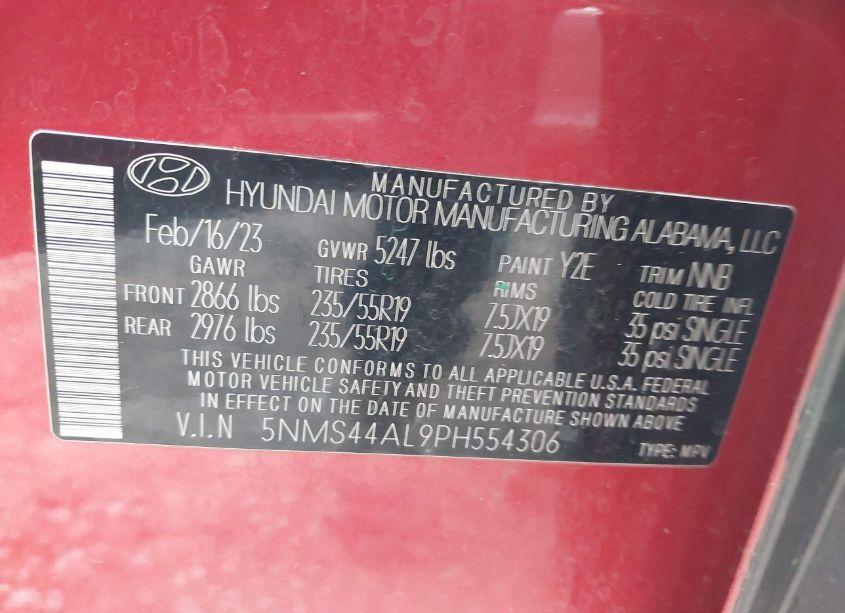 Photo 9 of 2023 Hyundai Santa FE LIMITED (VIN 5NMS44AL9PH554306)