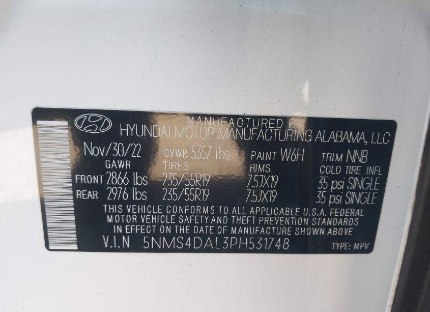 Photo 9 of 2023 Hyundai Santa FE LIMITED (VIN 5NMS4DAL3PH531748)
