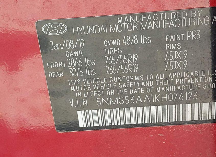 Photo 9 of 2019 Hyundai Santa FE ULTIMATE 2.0T (VIN 5NMS53AA1KH076123)