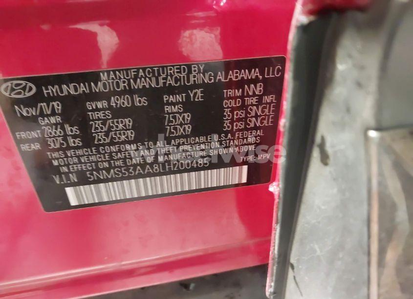 Photo 9 of 2020 Hyundai Santa FE LIMITED 2.0T (VIN 5NMS53AA8LH200485)