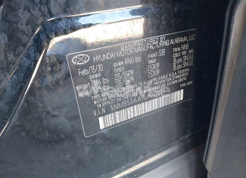 Photo 9 of 2020 Hyundai Santa FE LIMITED 2.0T (VIN 5NMS53AA9LH227274)