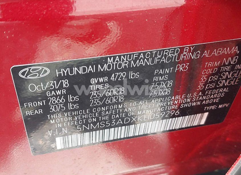 Photo 9 of 2019 Hyundai Santa FE LIMITED (VIN 5NMS53ADXKH059296)