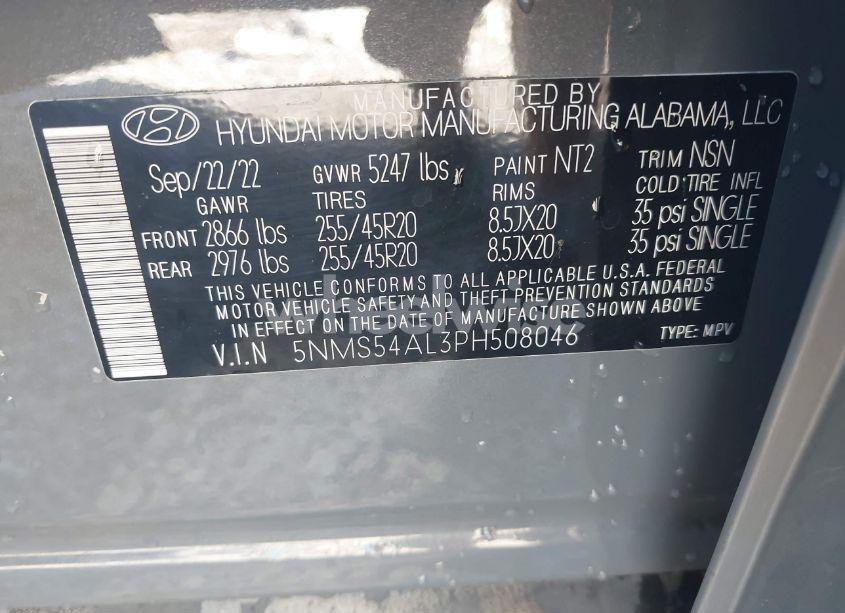 Photo 9 of 2023 Hyundai Santa FE CALLIGRAPHY (VIN 5NMS54AL3PH508046)