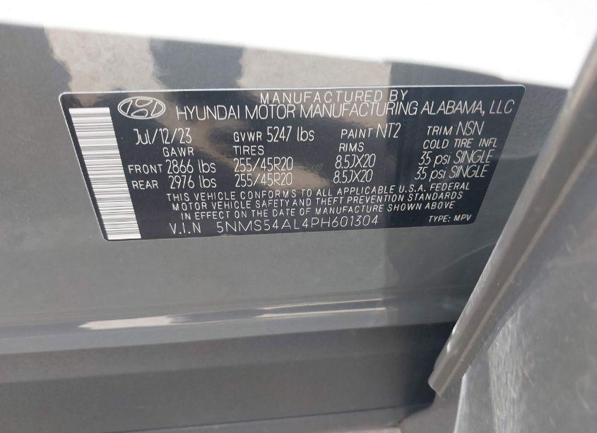 Photo 9 of 2023 Hyundai Santa FE CALLIGRAPHY (VIN 5NMS54AL4PH601304)