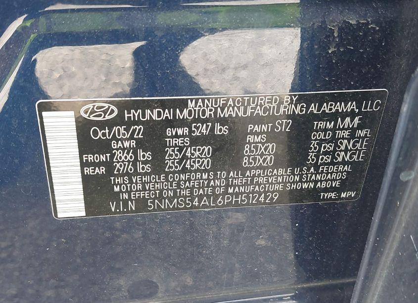 Photo 9 of 2023 Hyundai Santa FE CALLIGRAPHY (VIN 5NMS54AL6PH512429)