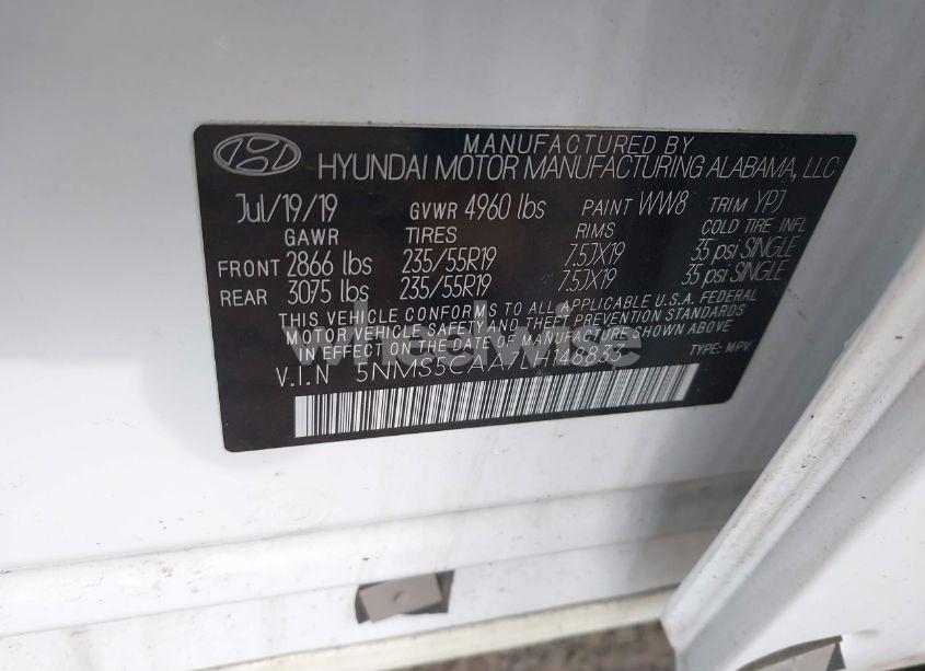 Photo 9 of 2020 Hyundai Santa FE LIMITED 2.0T (VIN 5NMS5CAA7LH148833)