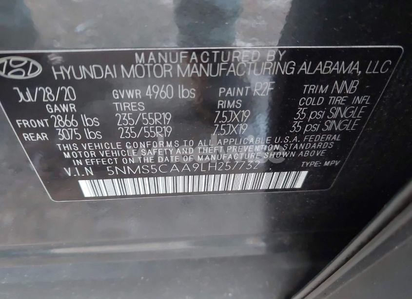 Photo 9 of 2020 Hyundai Santa FE LIMITED 2.0T (VIN 5NMS5CAA9LH257732)