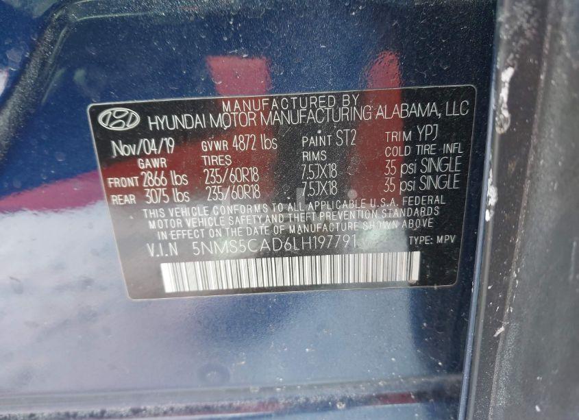 Photo 9 of 2020 Hyundai Santa FE LIMITED (VIN 5NMS5CAD6LH197791)