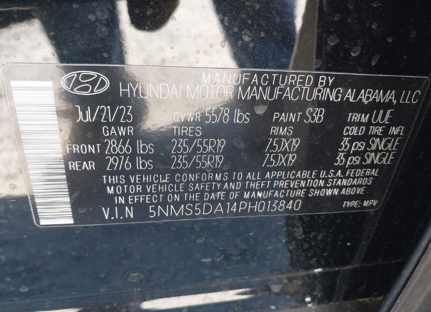 Photo 9 of 2023 Hyundai Santa FE HYBRID LIMITED (VIN 5NMS5DA14PH013840)