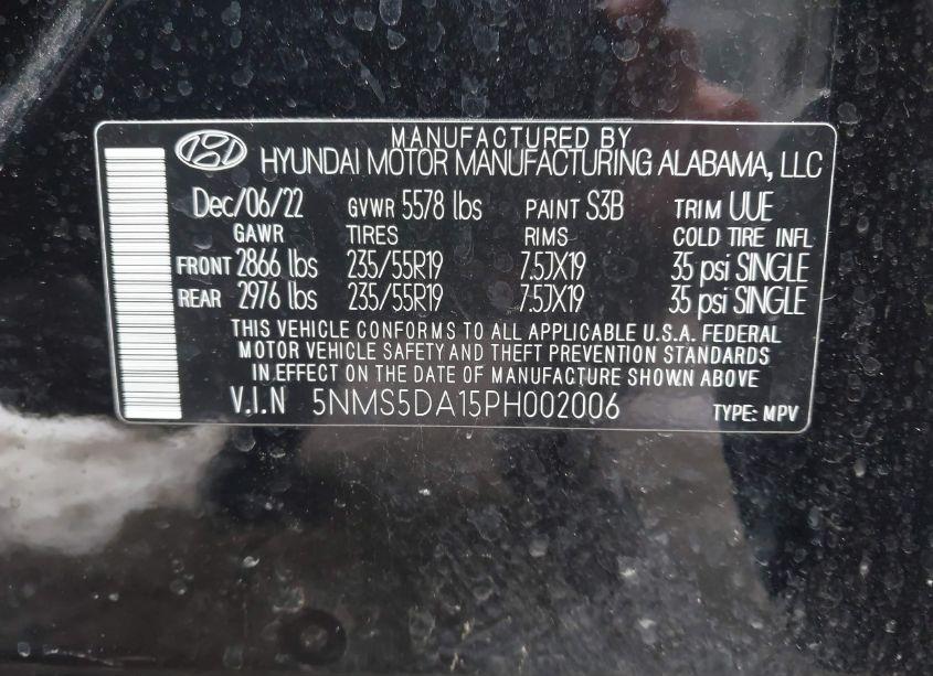 Photo 9 of 2023 Hyundai Santa FE HYBRID LIMITED (VIN 5NMS5DA15PH002006)