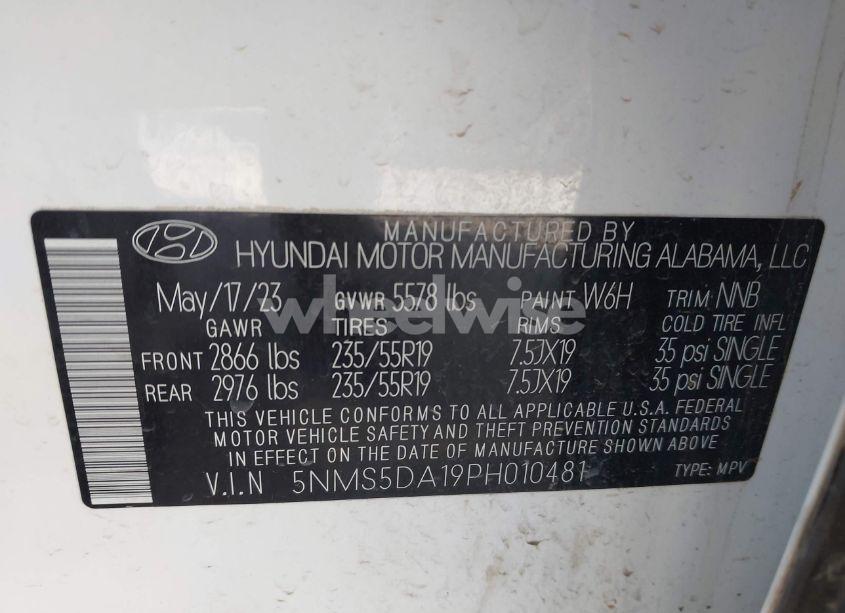 Photo 9 of 2023 Hyundai Santa FE HYBRID LIMITED (VIN 5NMS5DA19PH010481)