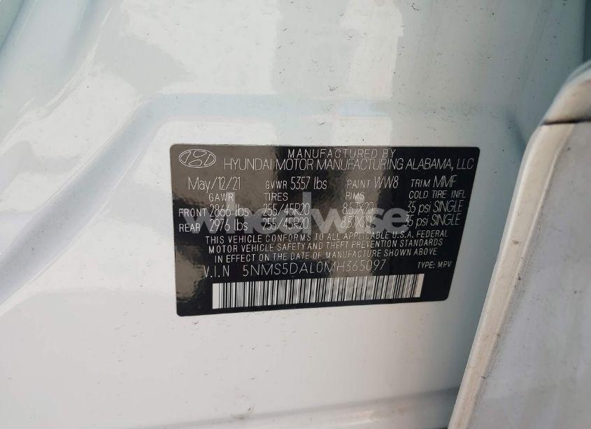 Photo 9 of 2021 Hyundai Santa FE CALLIGRAPHY (VIN 5NMS5DAL0MH365097)