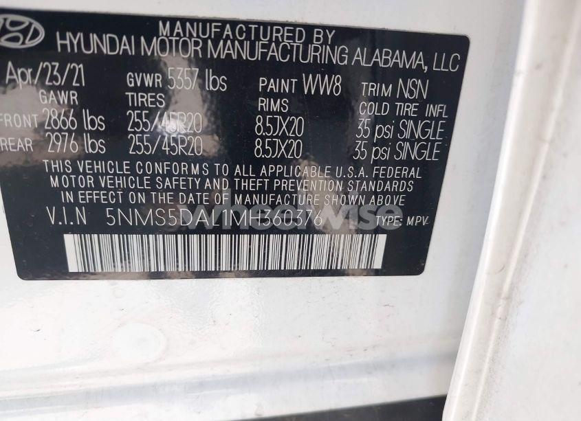 Photo 9 of 2021 Hyundai Santa FE CALLIGRAPHY (VIN 5NMS5DAL1MH360376)