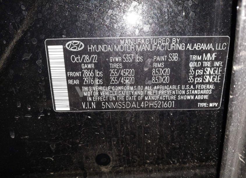 Photo 9 of 2023 Hyundai Santa FE CALLIGRAPHY (VIN 5NMS5DAL4PH521601)