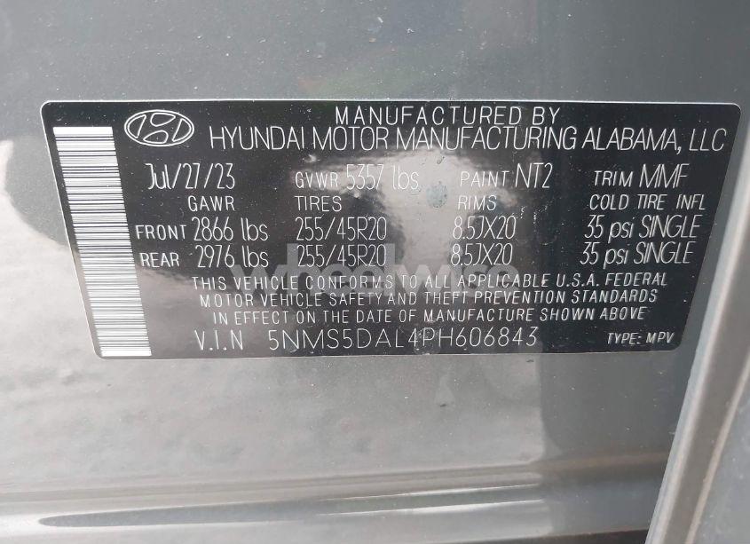 Photo 9 of 2023 Hyundai Santa FE CALLIGRAPHY (VIN 5NMS5DAL4PH606843)