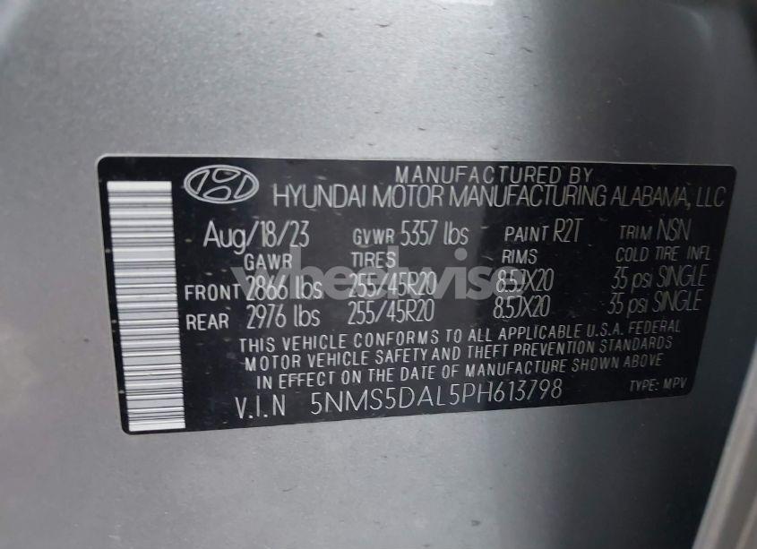 Photo 9 of 2023 Hyundai Santa FE CALLIGRAPHY (VIN 5NMS5DAL5PH613798)