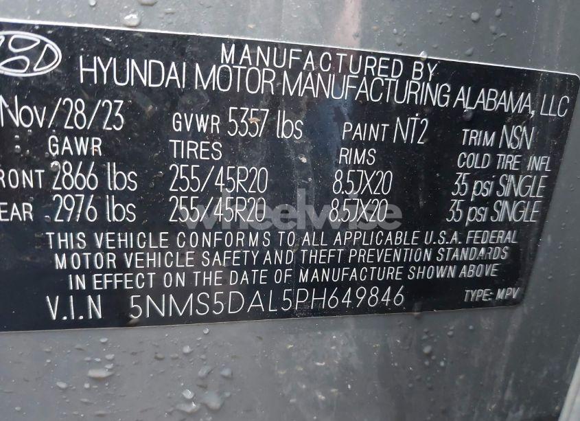 Photo 9 of 2023 Hyundai Santa FE CALLIGRAPHY (VIN 5NMS5DAL5PH649846)