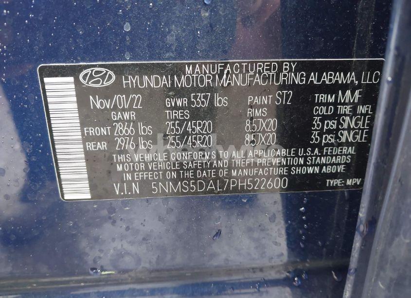 Photo 9 of 2023 Hyundai Santa FE CALLIGRAPHY (VIN 5NMS5DAL7PH522600)