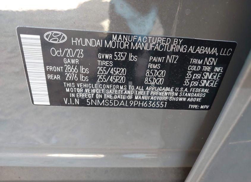 Photo 9 of 2023 Hyundai Santa FE CALLIGRAPHY (VIN 5NMS5DAL9PH636551)