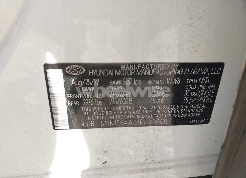 Photo 9 of 2023 Hyundai Santa FE XRT (VIN 5NMS64AJ4PH497618)