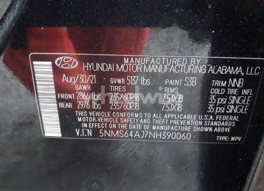 Photo 9 of 2022 Hyundai Santa FE SEL (VIN 5NMS64AJ7NH390060)