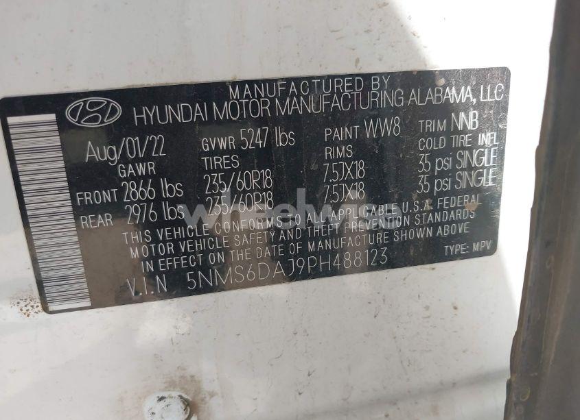Photo 9 of 2023 Hyundai Santa FE XRT (VIN 5NMS6DAJ9PH488123)