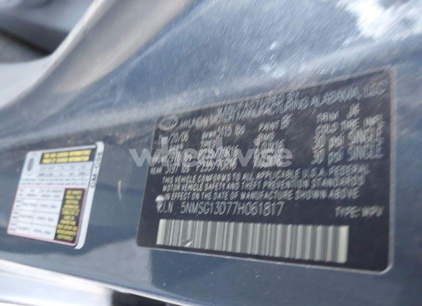 Photo 9 of 2007 Hyundai Santa FE GLS (VIN 5NMSG13D77H061817)