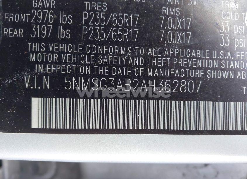 Photo 9 of 2010 Hyundai Santa FE GLS (VIN 5NMSG3AB2AH362807)