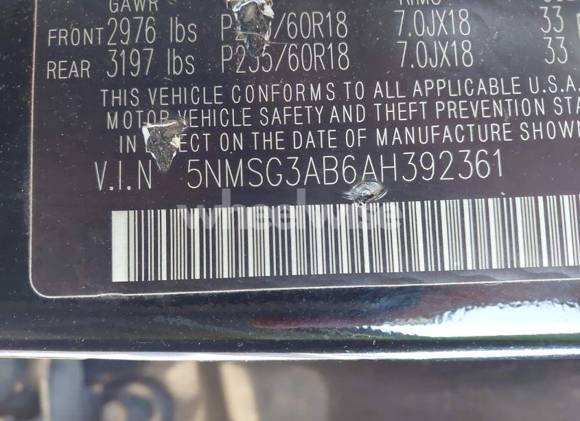 Photo 9 of 2010 Hyundai Santa FE GLS (VIN 5NMSG3AB6AH392361)