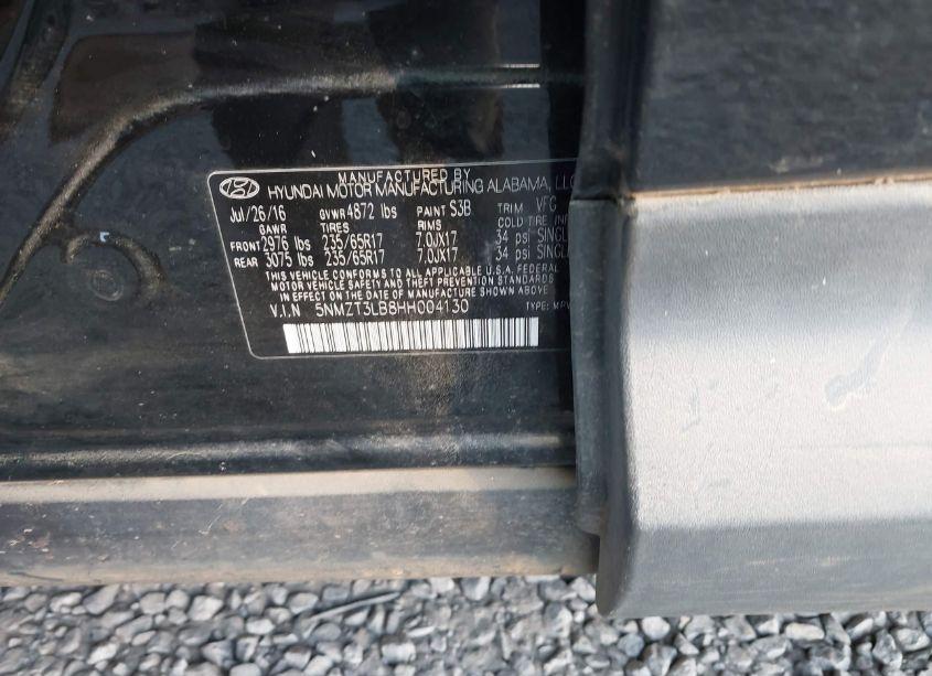 Photo 9 of 2017 Hyundai Santa FE SPORT 2.4L (VIN 5NMZT3LB8HH004130)