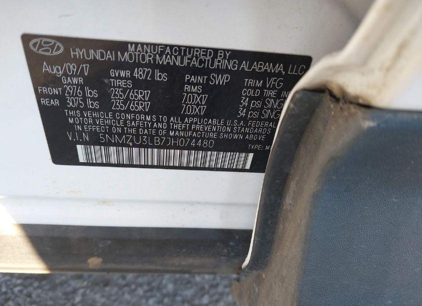 Photo 9 of 2018 Hyundai Santa FE SPORT 2.4L (VIN 5NMZU3LB7JH074480)